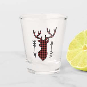 Buffalo Plaid Deer Head Arrows Shot Glass