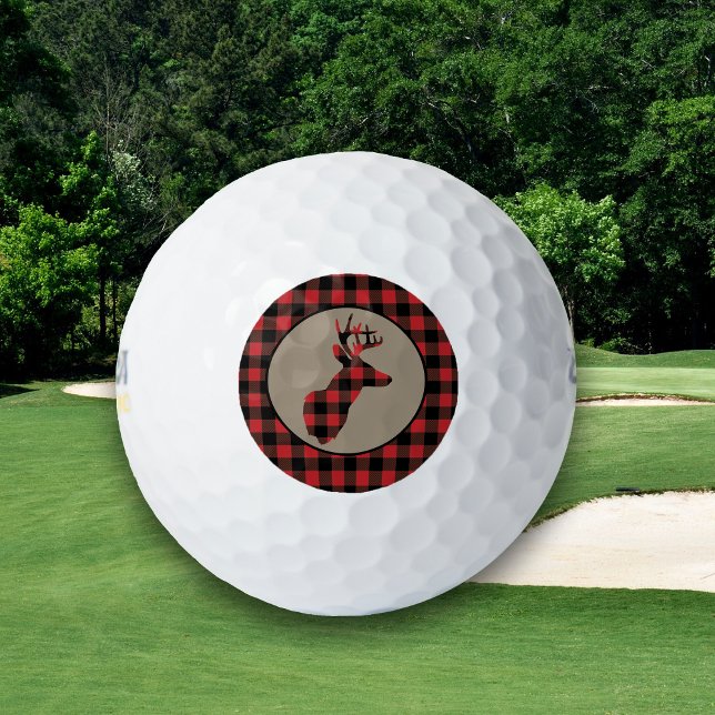 Buffalo Plaid Deer Head Golf Balls (Creator Uploaded)