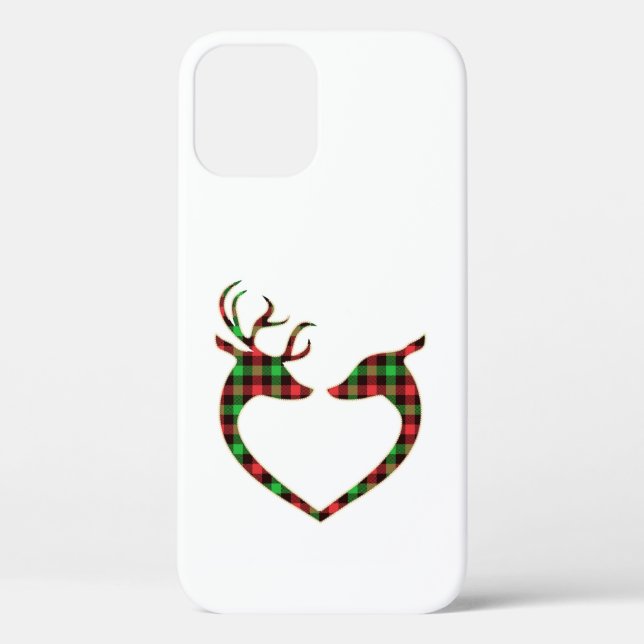 Buffalo-plaid-deer-heart-shape-deer Case-Mate iPhone Case (Back)