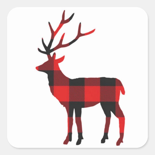 Buffalo Plaid Deer | Holiday Stickers (Front)