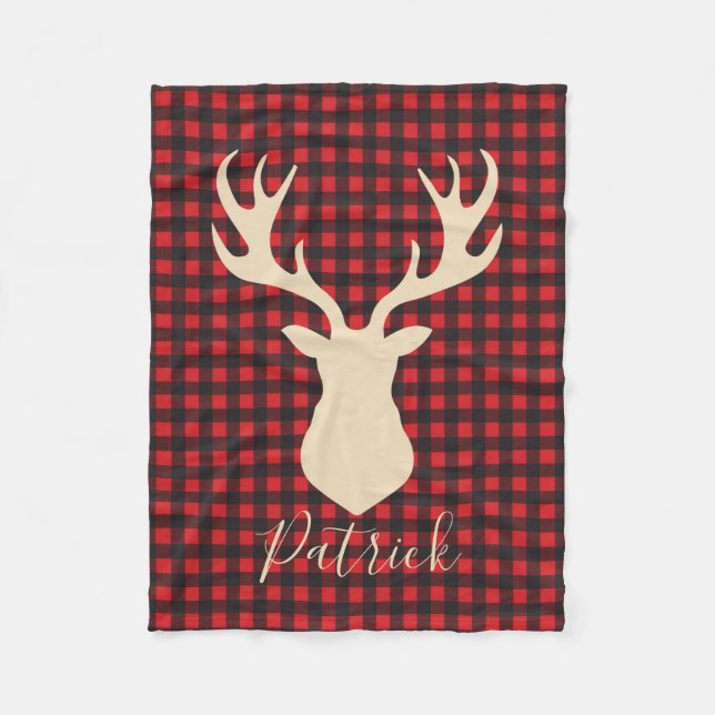 Buffalo plaid deer personalised blanket (Front)
