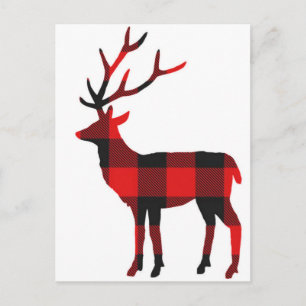 Buffalo Plaid Deer Postcard