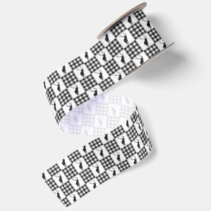 Buffalo Plaid Deer Rustic Woodland Pattern Satin Ribbon