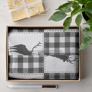 Buffalo Plaid Deer Rustic Woodland Pattern Tissue Paper