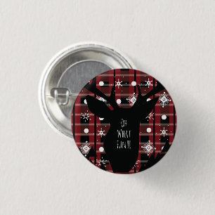 Buffalo Plaid Deer Snowflakes Christmas Party   3 Cm Round Badge
