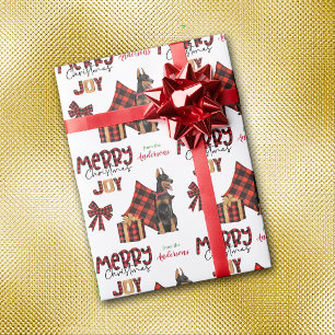Buffalo Plaid Doberman Pinscher Dog Christmas Wrapping Paper