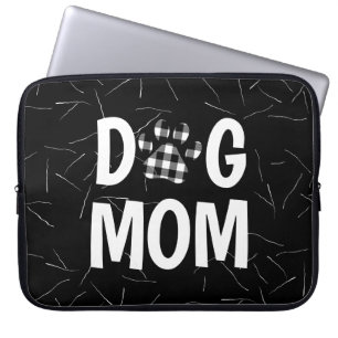 Buffalo Plaid DOG MOM Pawprint Laptop Sleeve
