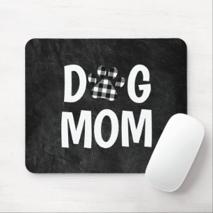 Buffalo Plaid DOG MOM Pawprint  Mouse Pad