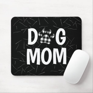 Buffalo Plaid DOG MOM Pawprint   Mouse Pad