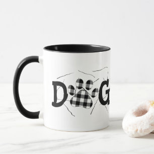 Buffalo Plaid Dog Mom Pawprints and Hair  Mug