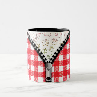 Buffalo Plaid Dog Paws  Two-Tone Coffee Mug