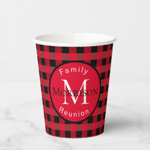 Buffalo plaid event paper cups