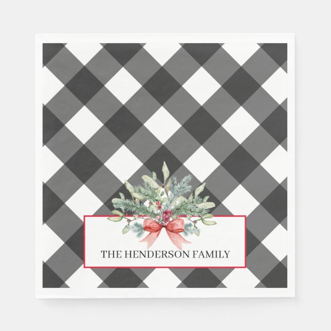 Buffalo Plaid Family Christmas Napkin (Front)