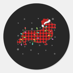 Buffalo Plaid Family Matching Corgi Christmas Paja Classic Round Sticker