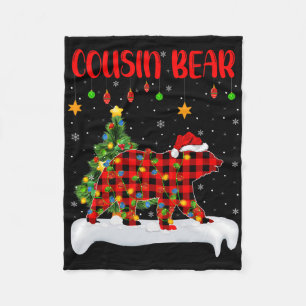Buffalo Plaid Family Matching Cousin Bear Christma Fleece Blanket