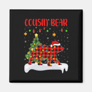 Buffalo Plaid Family Matching Cousin Bear Christma Magnet