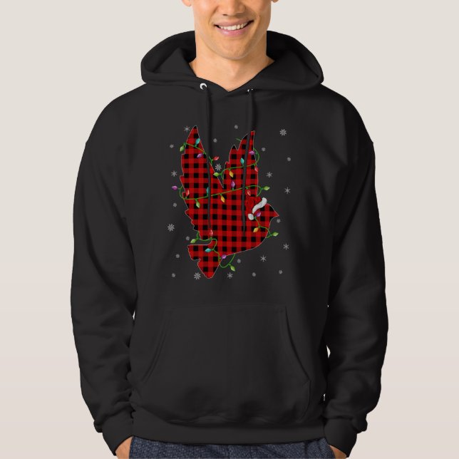 Buffalo Plaid Family Matching Dove Bird Christmas  Hoodie (Front)