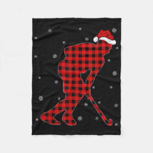 Buffalo Plaid Family Matching Field Hockey Christm Fleece Blanket