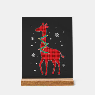 Buffalo Plaid Family Matching Giraffe Christmas Pa Acrylic Sign