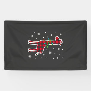 Buffalo Plaid Family Matching Giraffe Christmas Pa Banner