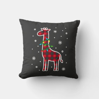 Buffalo Plaid Family Matching Giraffe Christmas Pa Cushion