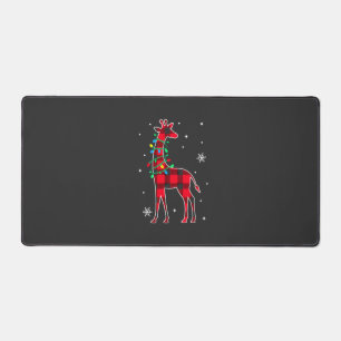 Buffalo Plaid Family Matching Giraffe Christmas Pa Desk Mat