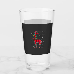 Buffalo Plaid Family Matching Giraffe Christmas Pa Glass