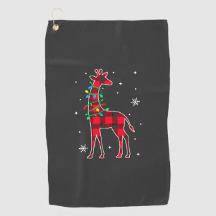 Buffalo Plaid Family Matching Giraffe Christmas Pa Golf Towel