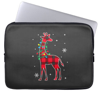 Buffalo Plaid Family Matching Giraffe Christmas Pa Laptop Sleeve