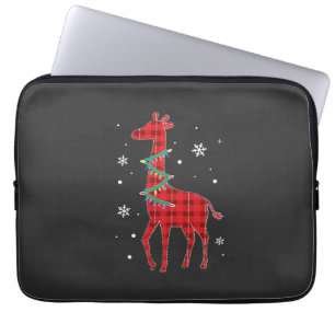 Buffalo Plaid Family Matching Giraffe Christmas Pa Laptop Sleeve