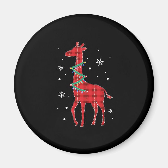 Buffalo Plaid Family Matching Giraffe Christmas Pa Magnet (Front)