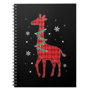 Buffalo Plaid Family Matching Giraffe Christmas Pa Notebook