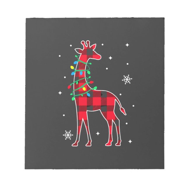 Buffalo Plaid Family Matching Giraffe Christmas Pa Notepad (Front)