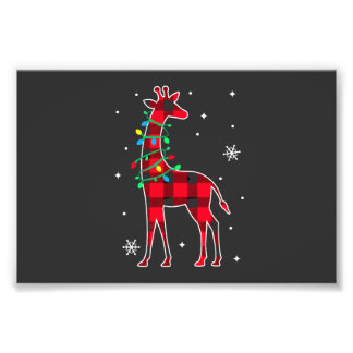 Buffalo Plaid Family Matching Giraffe Christmas Pa Photo Print