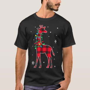 Buffalo Plaid Family Matching Giraffe Christmas Pa T-Shirt