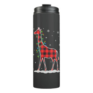 Buffalo Plaid Family Matching Giraffe Christmas Pa Thermal Tumbler