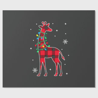 Buffalo Plaid Family Matching Giraffe Christmas Pa Wrapping Paper