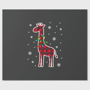 Buffalo Plaid Family Matching Giraffe Christmas Pa Wrapping Paper