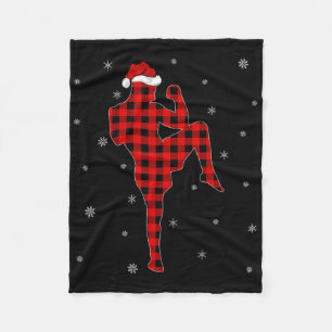 Buffalo Plaid Family Matching Kickboxing Christmas Fleece Blanket