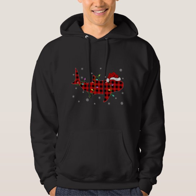 Buffalo Plaid Family Matching Whale Shark Christma Hoodie (Front)