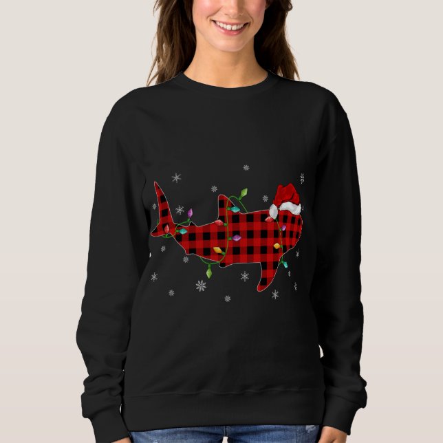 Buffalo Plaid Family Matching Whale Shark Christma Sweatshirt (Front)