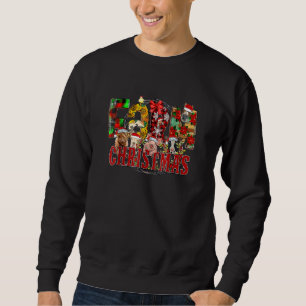 Buffalo Plaid Farm Christmas Farm Animals Cow Pig Sweatshirt