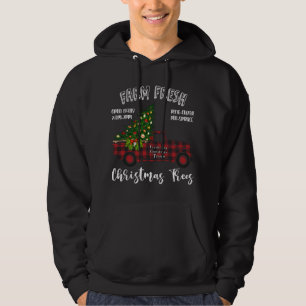 Buffalo Plaid Farm Red Truck Christmas Tree Funny  Hoodie