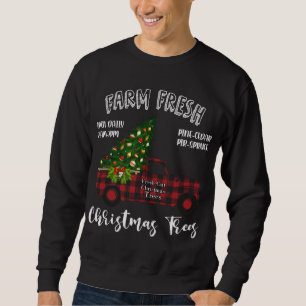Buffalo Plaid Farm Red Truck Christmas Tree Funny Sweatshirt