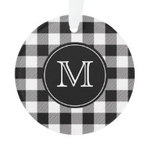 Buffalo Plaid Farmhouse Black and White Monogram