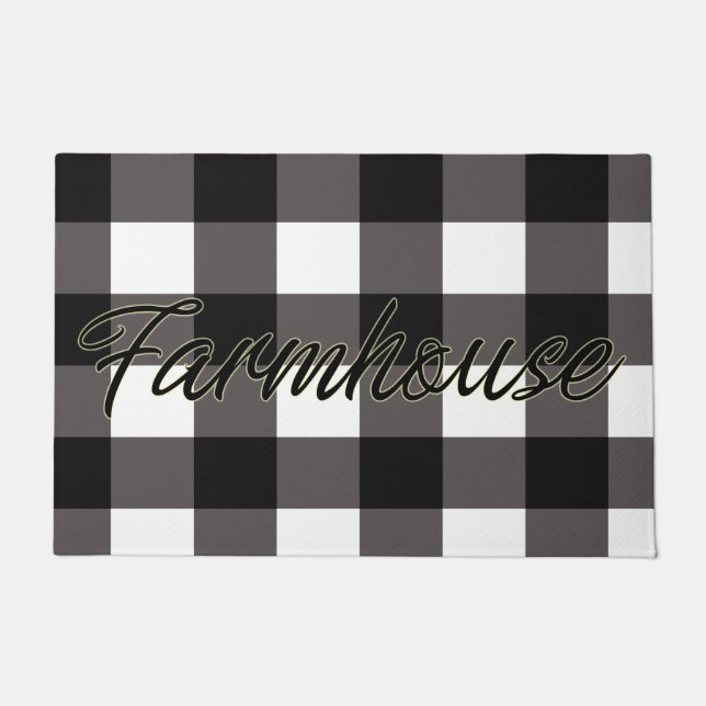 Buffalo Plaid Farmhouse Door Mat (Front)