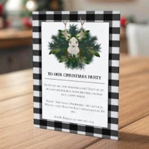Buffalo Plaid Festive Reindeer Christmas Invitation