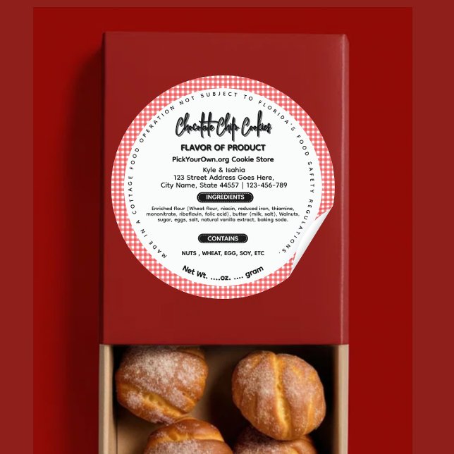 Buffalo plaid Florida cottage food label Holiday (Creator Uploaded)