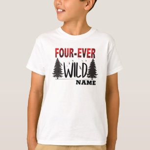 buffalo plaid four-ever wild personalized birthday T-Shirt
