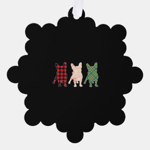 Buffalo Plaid French Bulldog Christmas Tree Decoration Card